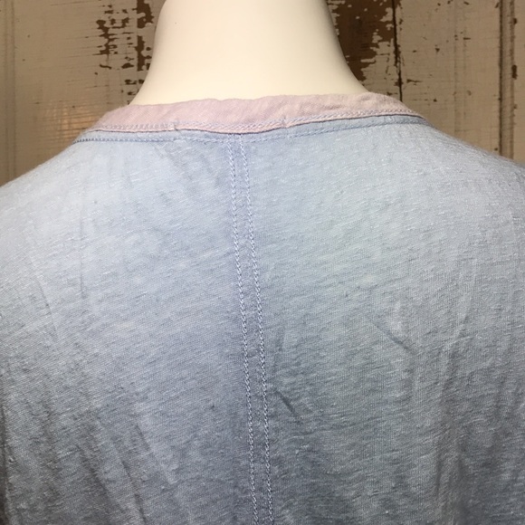 🍄 Rag & Bone Payton Blue Linen Color Block T-Shirt - Picture 7 of 9